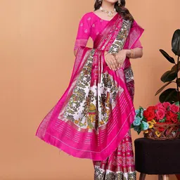 VS MALL Pink Art Silk Sarees-image-33
