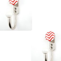 IndianShelf 2 Pcs Ceramic Stripped Clothes Hanger for Wall Coat Hooks-image-77