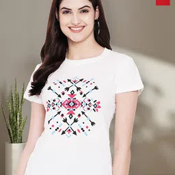 Dreambe Women Pack of 2 Typography Printed Round Neck Cotton T-shirts-picture-47