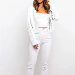 Oh Rare Twisted Rope Knitted Acrylic Loose-Fit Cardigan With Crop Top-image-78