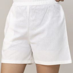 Solid Women White Regular Shorts-image-19