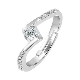 Moneekar Jewels Platinum-Plated Cubic Zirconia Stone-Studded Finger Ring-18