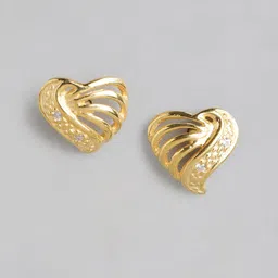 Carlton London 925 Sterling Silver 18Kt Gold-Plated CZ Heart Shaped Studs Earrings-image-91