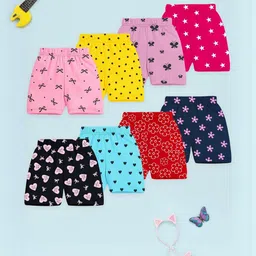 YK Girls Pack of 8 Printed Mid-Rise Cotton Shorts-picture-5