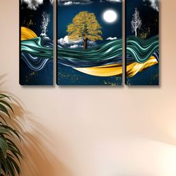 Aura Blue & Black 3 Pieces Wood Other Wall Art-image-89