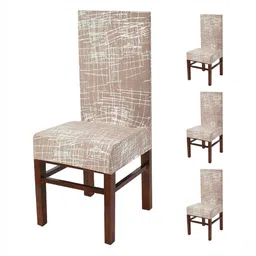Yellow Weaves 4-Pcs Brown Printed Chair Covers-7