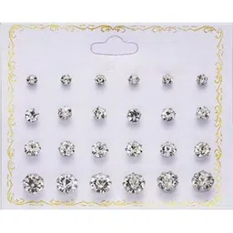 Honbon Set Of 12 Pearls Beaded Circular Shape Studs image 4