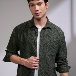 HIGHLANDER Men Relaxed Fit Spread Collar Textured Cotton Casual Shirt-picture-45