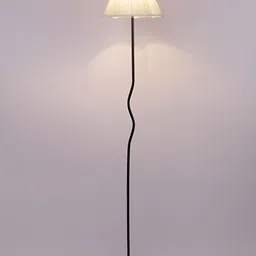 Devansh Off-White & Black Frustum Floor Lamp With Shade image 4