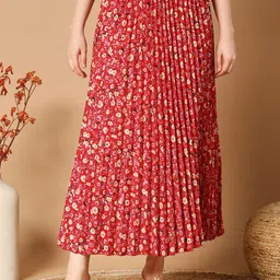 ZWERLON Floral Printed A-Line Maxi Skirt-image-46