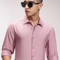 HIGHLANDER Men Comfort Fit Spread Collar Textured Casual Shirt-picture-10