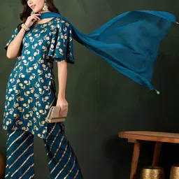 Sangria Embroidered Kurta & Palazzo With Dupatta-picture-21