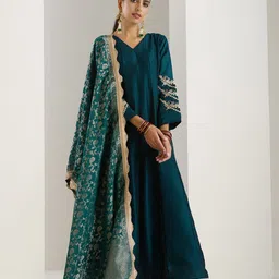 Ishin Ethnic Motifs Embroidered Jacquard Maxi Ethnic Dresses-image-88