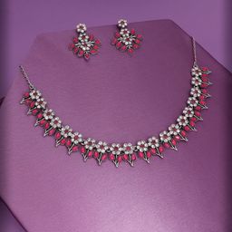 Anouk Silver-Plated American Diamond Studded Jewellery Set-image-67