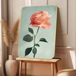 Livin'luxe Blue & Pink Blush Rose Wooden Painting Wall Art-picture-32