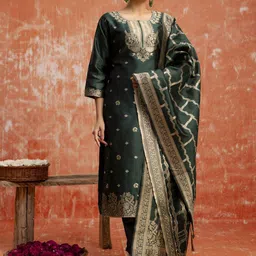 VredeVogel Women Ethnic Motifs Regular Kurta with Trousers & With Dupatta-picture-13