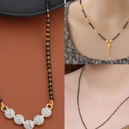 Boghra Sales American Diamond Gold PlatedSet of 3 Mangalsutra Alloy Mangalsutra-image-15