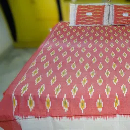 SR HANDLOOMS AND TEXTILES Green & Red Printed Pure Cotton 250 TC Queen Bedsheet Set-image-68