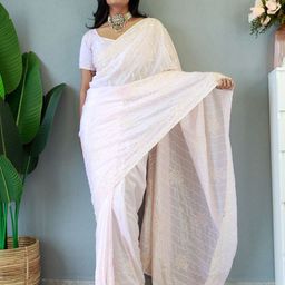 HERE&NOW Embellished Sequinned Pure Silk Celebrity Saree-39
