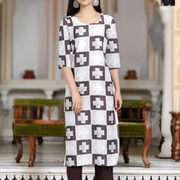 Moda Rapido Selection Of 2 Geometric Printed Round Neck Straight Kurtas-image-90