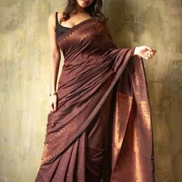 VILLE FASHION Woven Design Zari Art Silk Kanjeevaram Saree-30