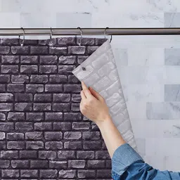 ArtzFolio Grey & Black Printed Waterproof Shower Curtains-20