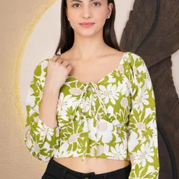 69 FASHION STREET Tie and Dye Print Bishop Sleeves Crop Top-image-84
