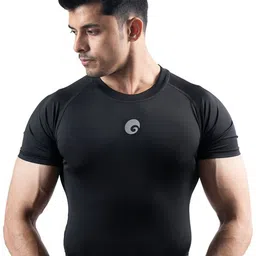 Omtex Men Solid Compression Fit T-shirt-image-4