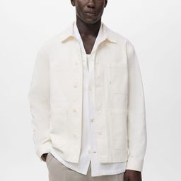MANGO MAN Spread Collar Pure Cotton Tailored Jacket with Utility Pockets-picture-39