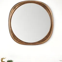 Home Centre Corsica Reflection Bronze Textured Round Wall Mirror-58