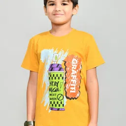 YOUMAA Boys Bio Finish Typography Printed Round Neck Pure Cotton T-shirt-image-50