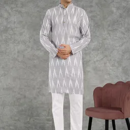 Moda Rapido Men Geometric Printed Pure Cotton Kurta with Pyjamas-picture-14