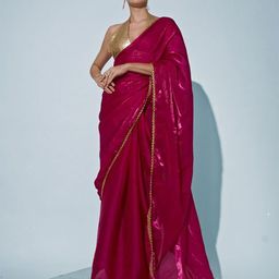 Kalista Zari Embroidered Solid Ready to Wear Organza Saree-18