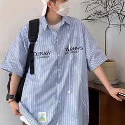 StyleCast Men Original Oversized Fit Spread Collar Vertical Striped Casual Shirt-image-16