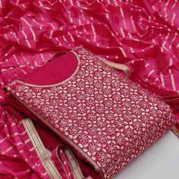 SAINOOR Embellished Semi-Stitched Dress Material-image-84