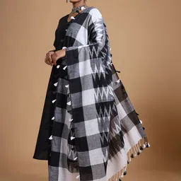 Taavi Ikkat Printed Pom Pom Edgings Dupatta image 3