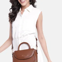 Van Heusen Solid Structured Satchel image 5