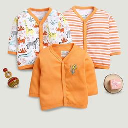 BUMZEE Boys Printed Cotton V-neck Jablas Peb10032-Orange & White-picture-3