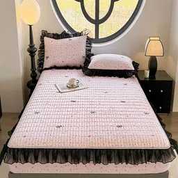 JC HOME Pink 150 TC King Bedsheet - 1.8 m x 2 m-picture-12