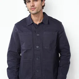 Celio Men Spread Collar Solid Cotton Casual Tailored Jacket-image-85