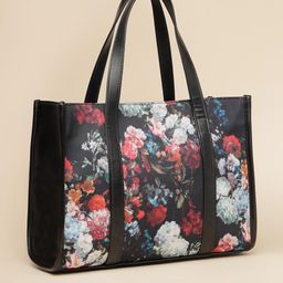 DressBerry Floral Printed PU Structured Tote Bag-image-32