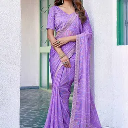 Reboot Fashions Bandhani Embroidered Pure Georgette Bandhani Saree-image-10