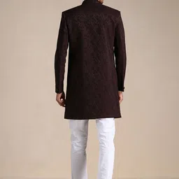 Manyavar Blended Rayon Self Design Sherwani Set image 2