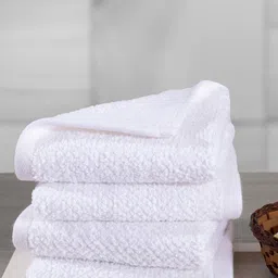Maspar Set of 4 White Solid 550 GSM Cotton Face Towel Set-8