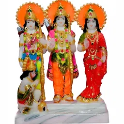 krishnagallery1 White & Red Marble Ram darbar Statue Showpiece image 3