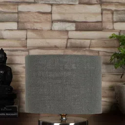 Devansh Grey Textured Steel Table Lamp With Jute Shade image 2