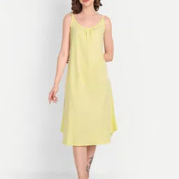 BLAZON Scoop Neck Sleeveless Pure Cotton Nightdress-image-82