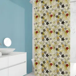 ArtzFolio Off White & Red Printed Waterproof Shower Curtain-image-34