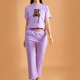 Dreambe Teddy Sticker Round Neck T-Shirt With Trousers Co-Ords-picture-56
