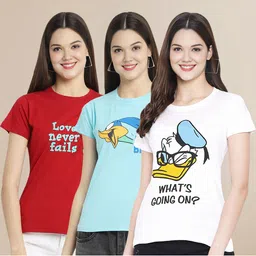 Metronaut Set of 3 Women Printed T-shirt-image-10